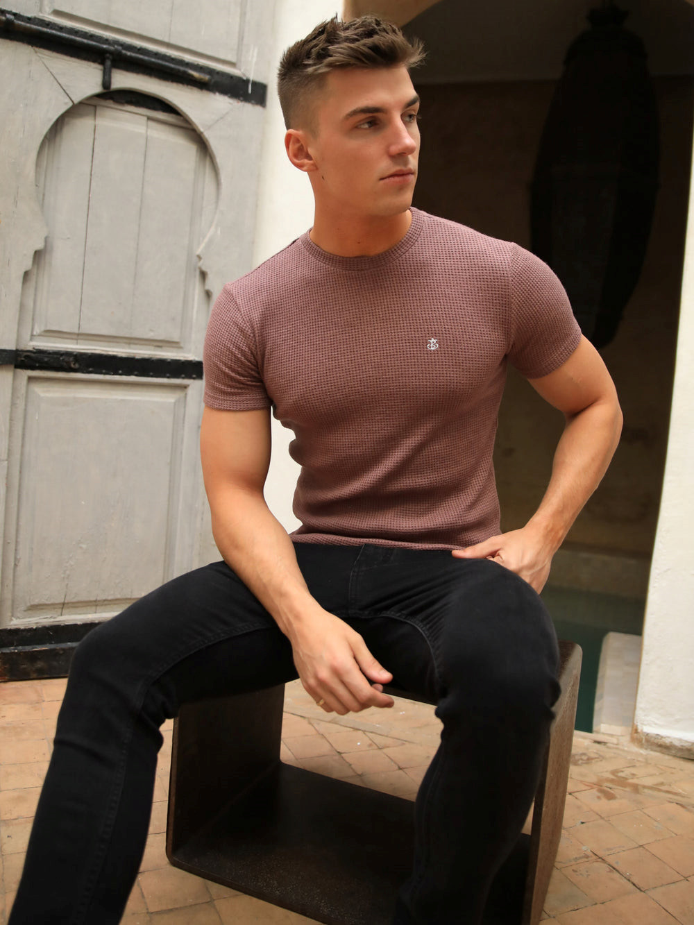 Blakely Agadir Textured T-Shirt Bordeaux | AQZNITC-84