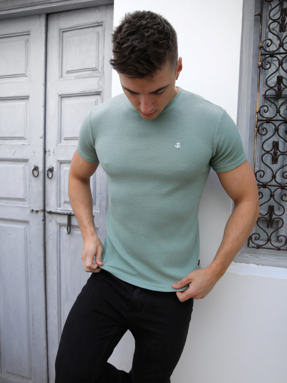 Blakely Akka Textured T-Shirt Teal | EAJGMOL-02