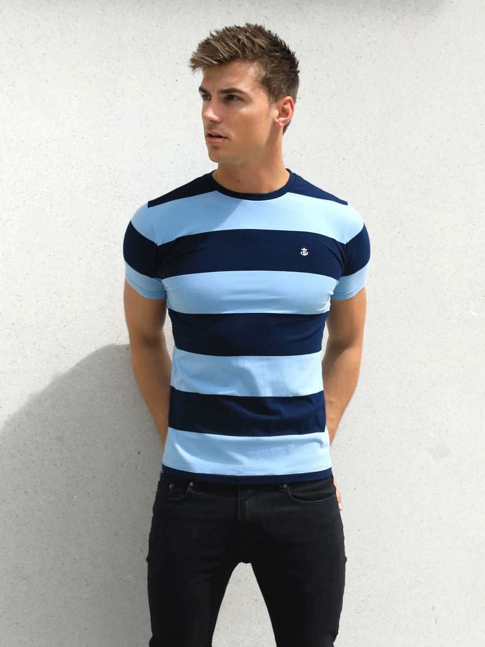 Blakely Alassio Stripe T-Shirt Navy | GPFLKNS-86