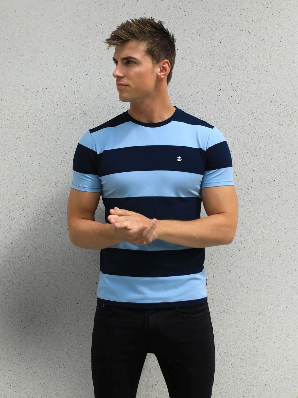 Blakely Alassio Stripe T-Shirt Navy | GPFLKNS-86