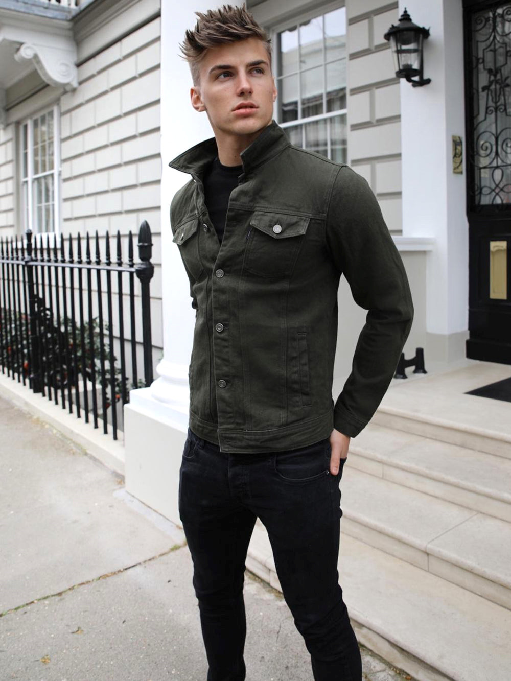 Blakely Alberta Denim Jacket Khaki Grün | MOUNDXL-51