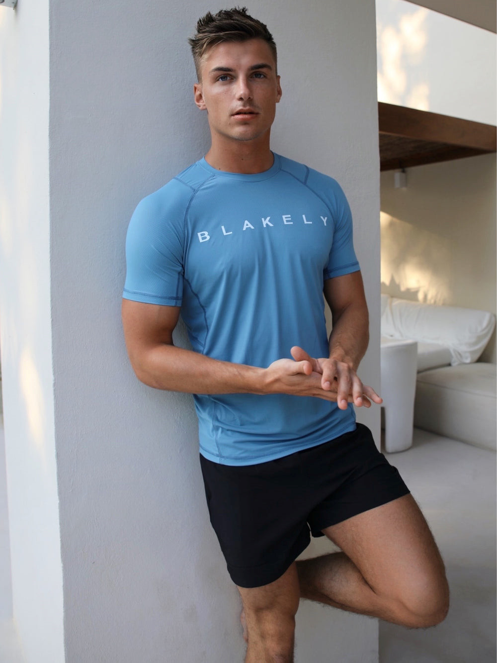 Blakely Alert Gym T-Shirt Hellblau | BVSCZQO-87