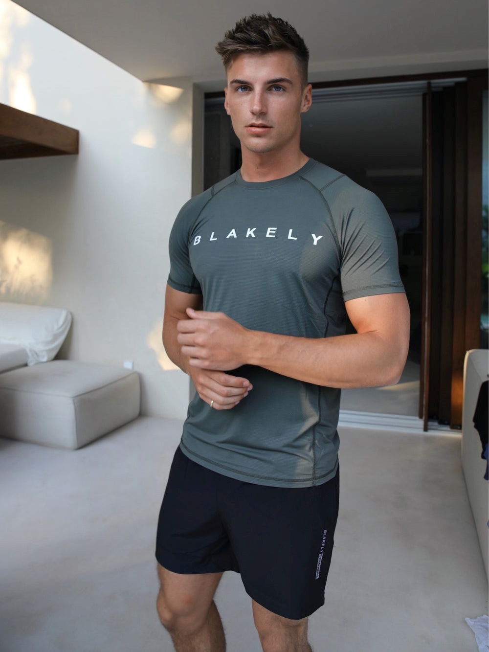 Blakely Alert Gym T-Shirt Khaki Grün | PXKMOEI-72