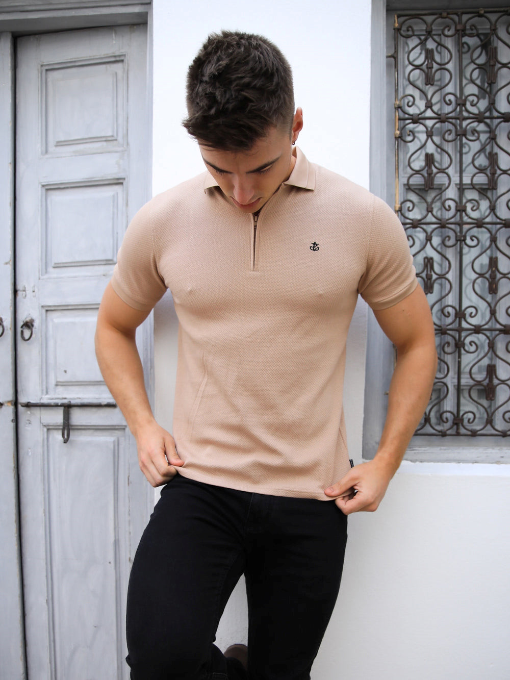 Blakely Amot Textured Polo Shirt Hellbraun | RKDHIWN-54