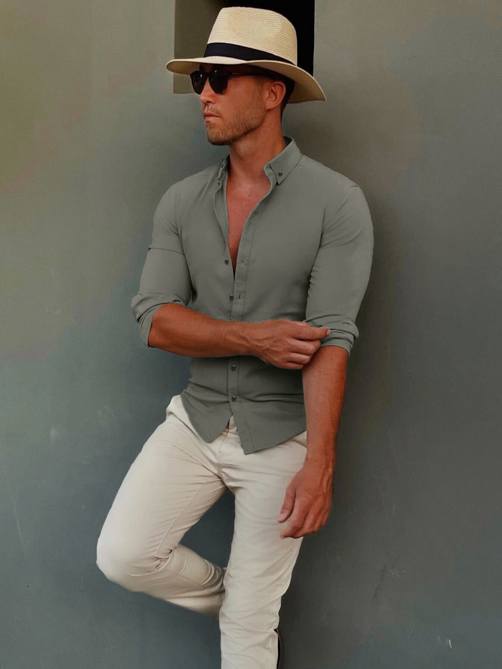 Blakely Anderson Shirt Khaki Grün | YQKPRVX-82
