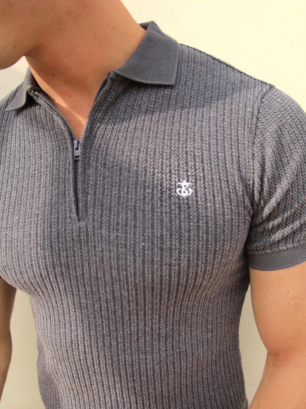 Blakely Anzi Textured Polo Charcoal | EMLBFYQ-85