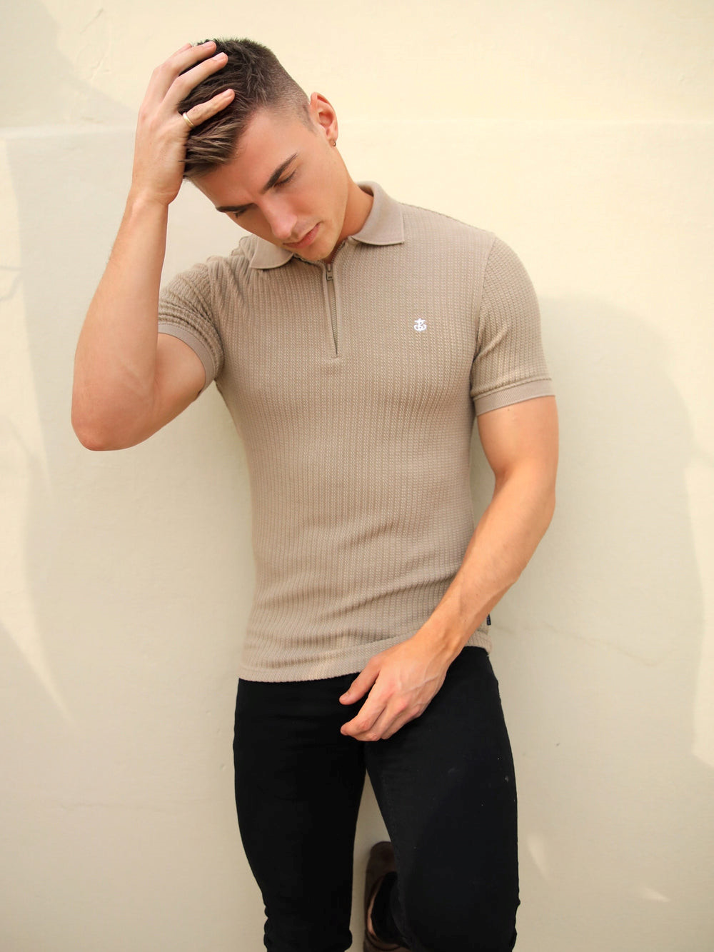 Blakely Anzi Textured Polo Tan | ZBFDKWR-38