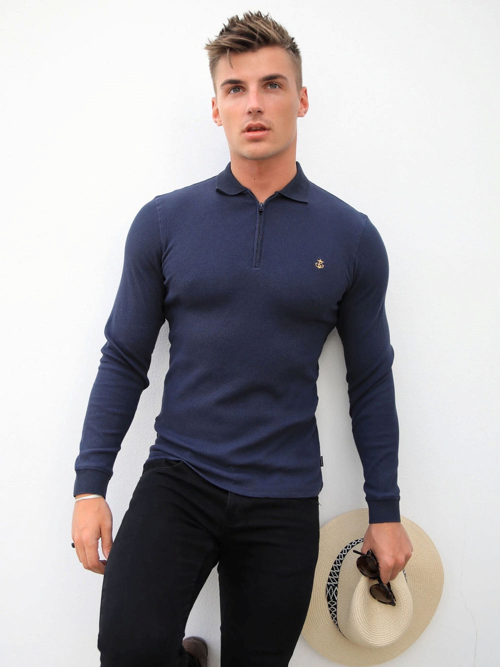 Blakely Aspen Long Sleeve Polo Navy | CISELNH-53