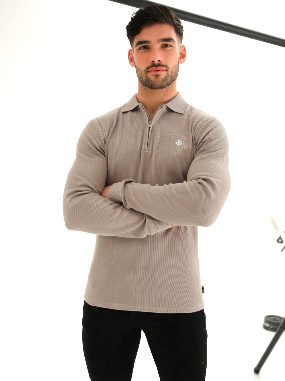 Blakely Aspen Long Sleeve Polo Stone | YVCDWHA-92