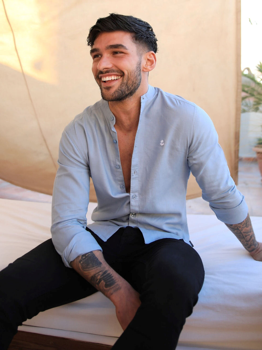 Blakely Berkane Linen Shirt Blau | NRMHXKJ-59