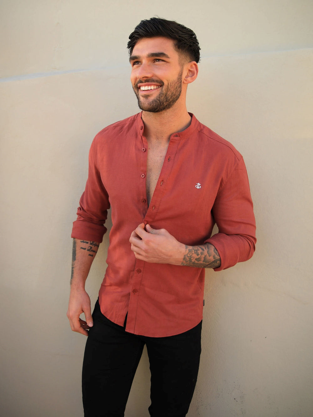 Blakely Berkane Linen Shirt Bordeaux | XCZELQI-40