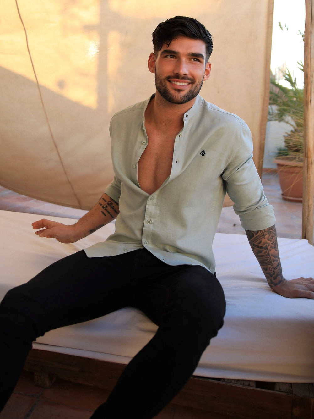 Blakely Berkane Linen Shirt Grün | EFNCQZM-09