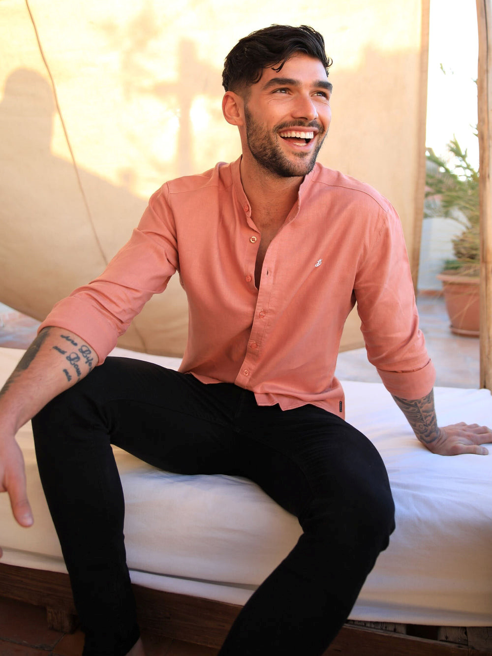 Blakely Berkane Linen Shirt Terracotta | LBYTOHZ-16