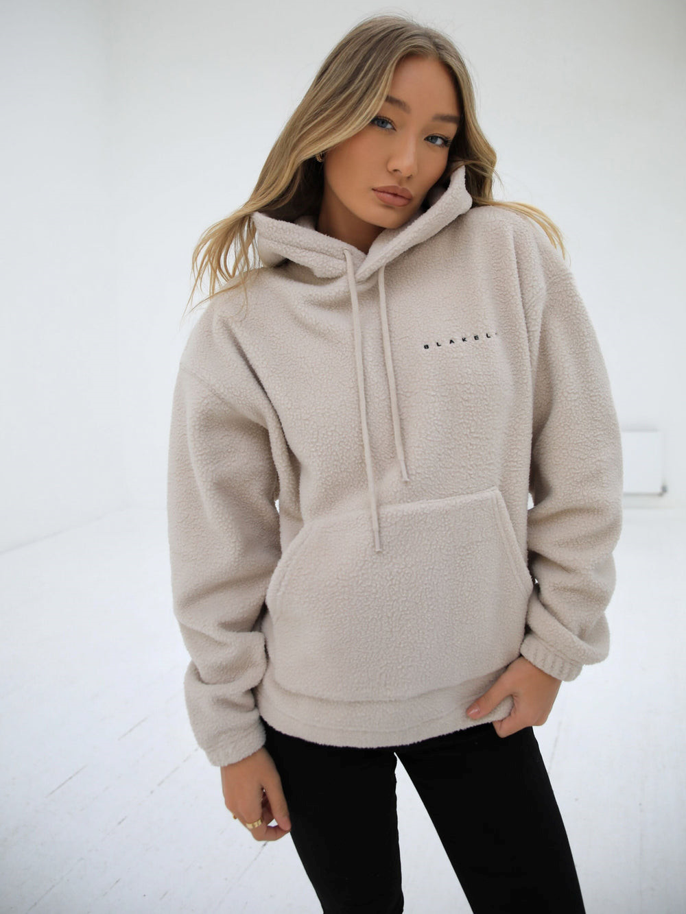 Blakely Borg Womens Oversized Hoodie Tan | TULAZSW-51