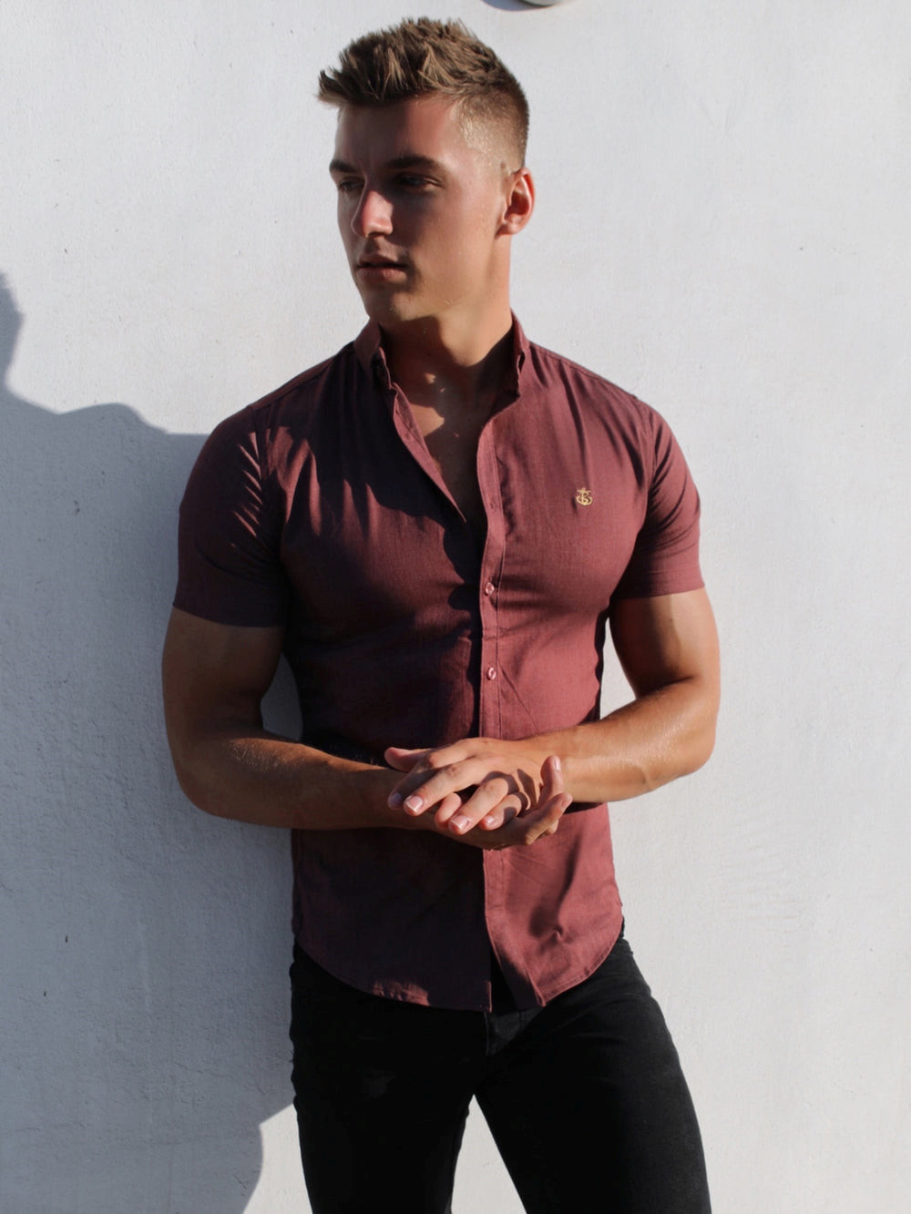 Blakely Brisbane Short Sleeve Shirt Bordeaux | EIPFLJU-19