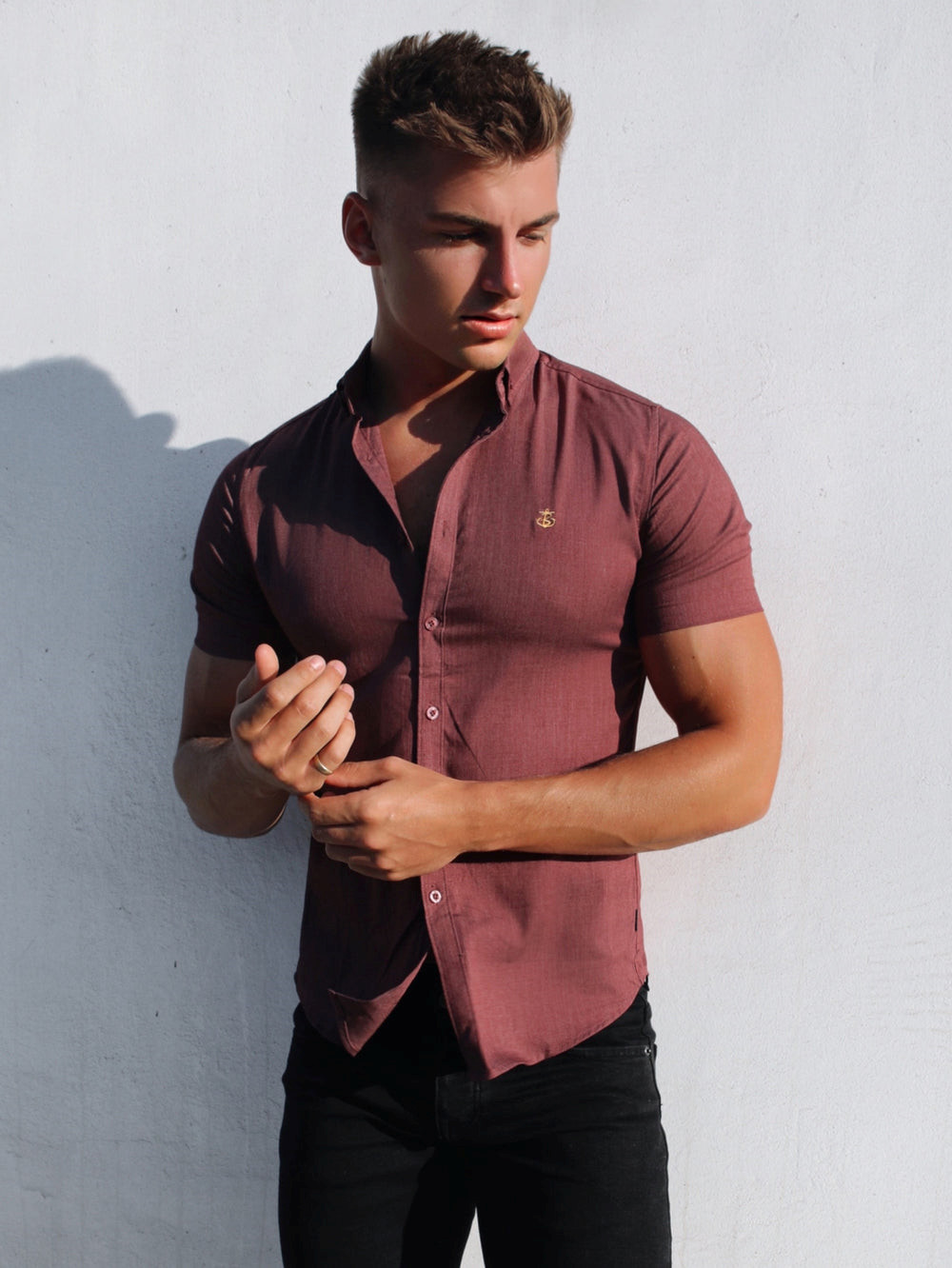 Blakely Brisbane Short Sleeve Shirt Bordeaux | EIPFLJU-19