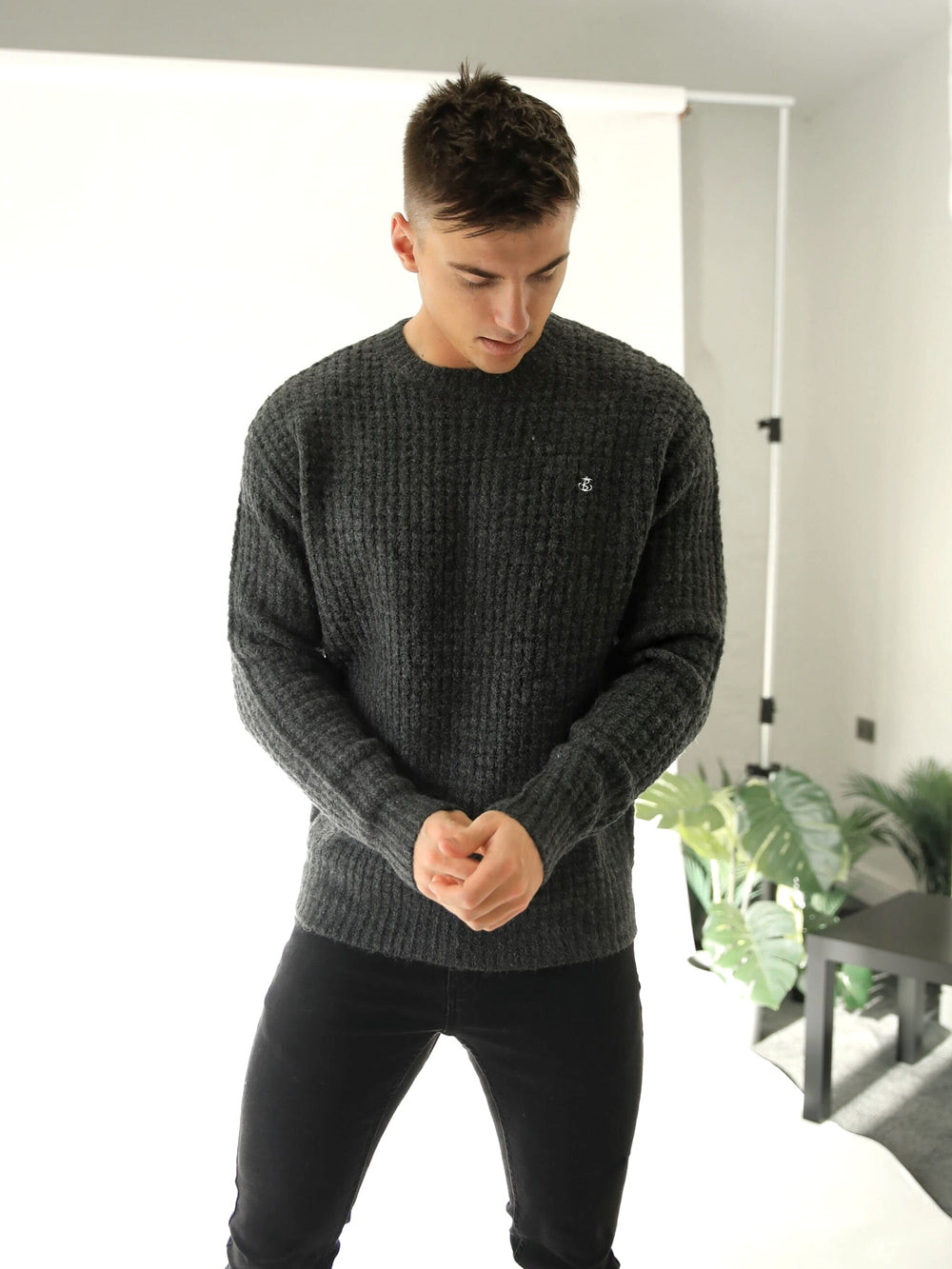 Blakely Burford Knit Jumper Charcoal | YSAMGFL-25