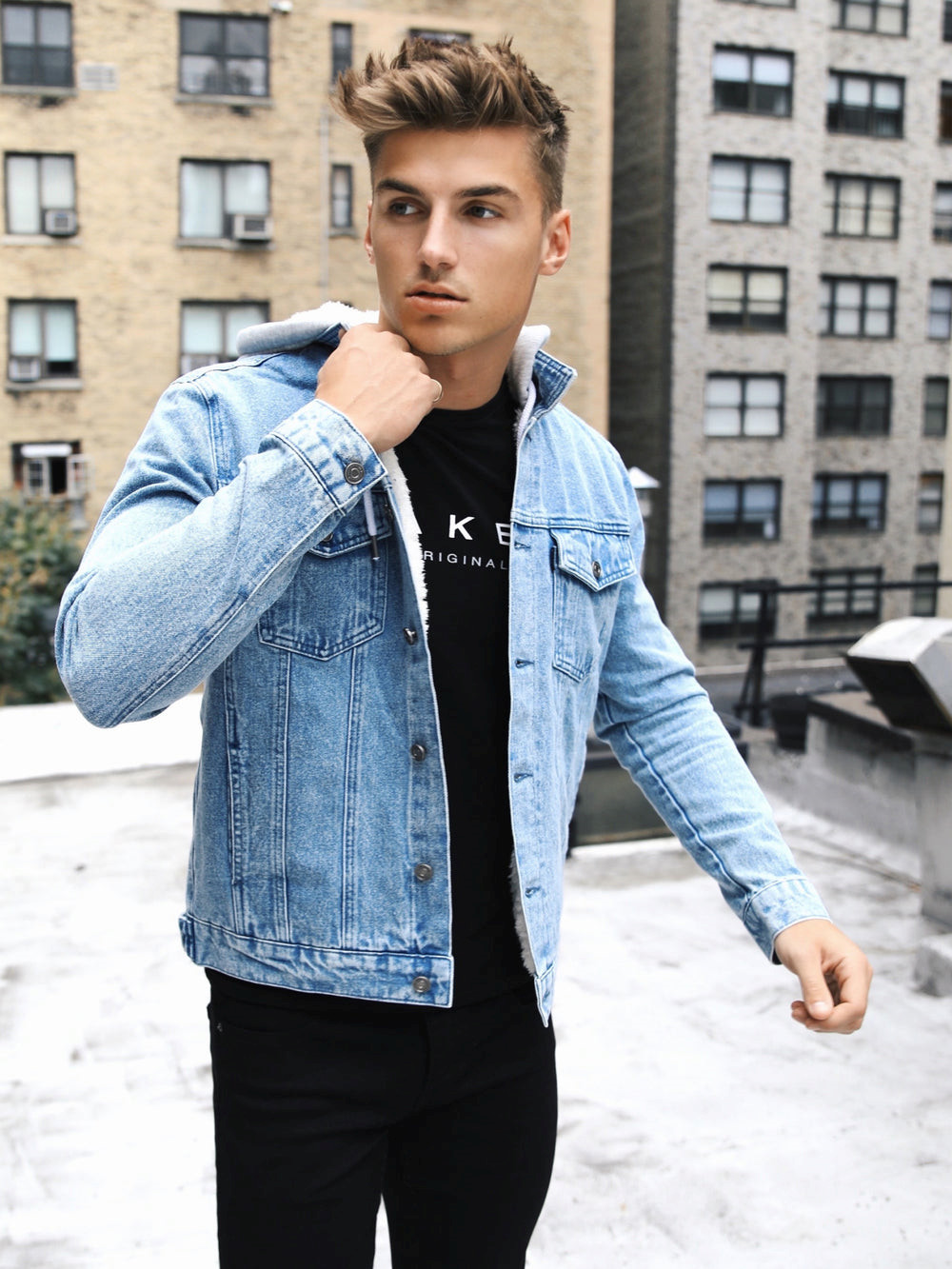 Blakely Camden Hooded Denim Jacket Hellblau | RLIEBKN-53