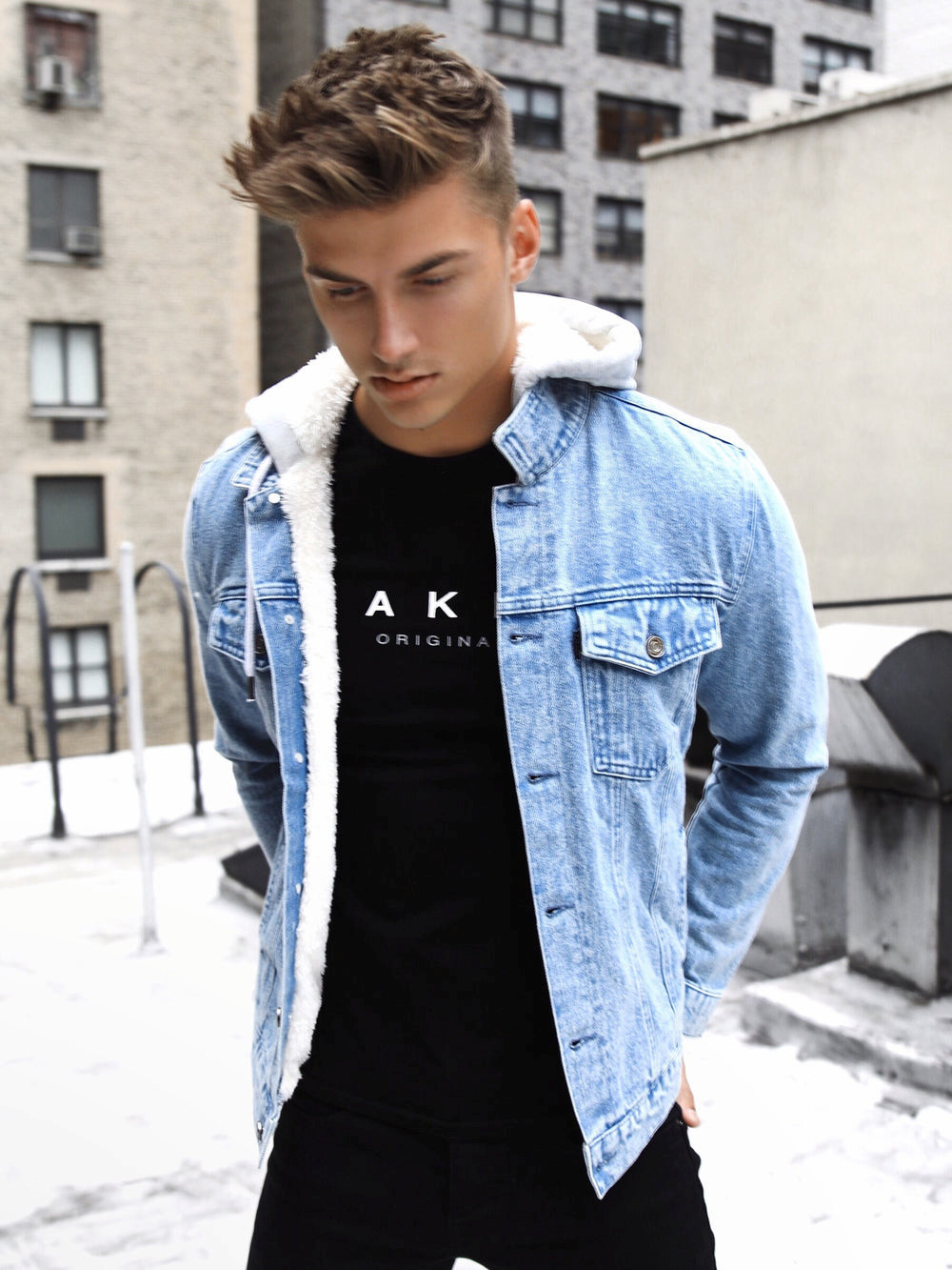 Blakely Camden Hooded Denim Jacket Hellblau | RLIEBKN-53