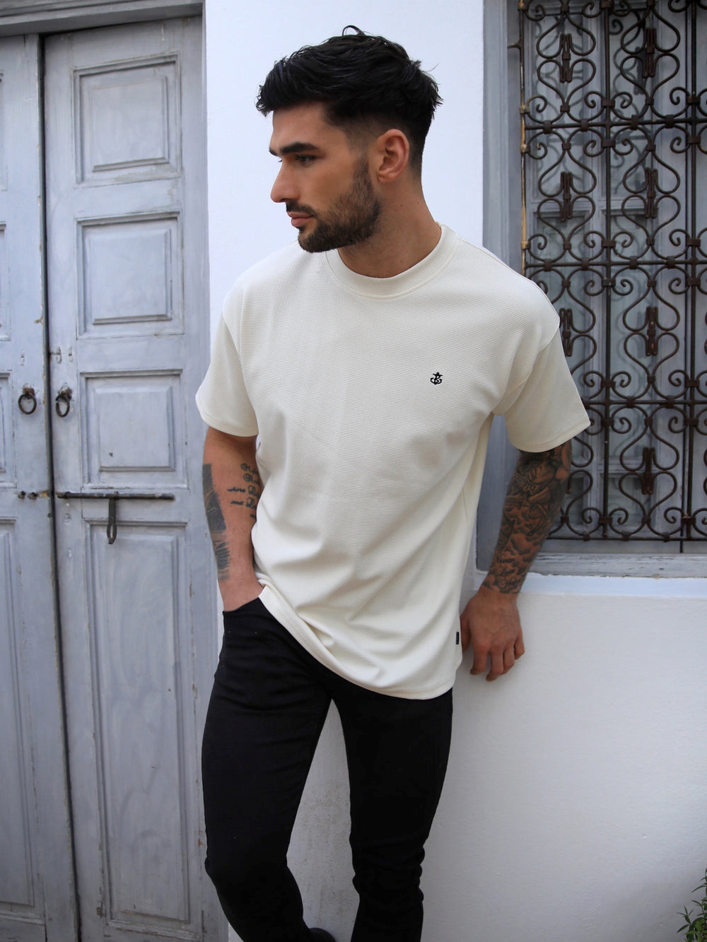 Blakely Ceuta Textured Oversized T-Shirt Weiß | TIHPDRZ-05