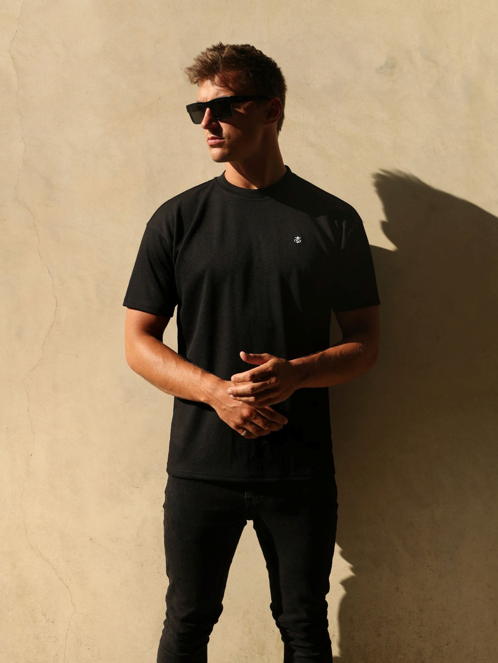 Blakely Ceuta Textured Oversized T-Shirt Schwarz | VSHRGFC-75