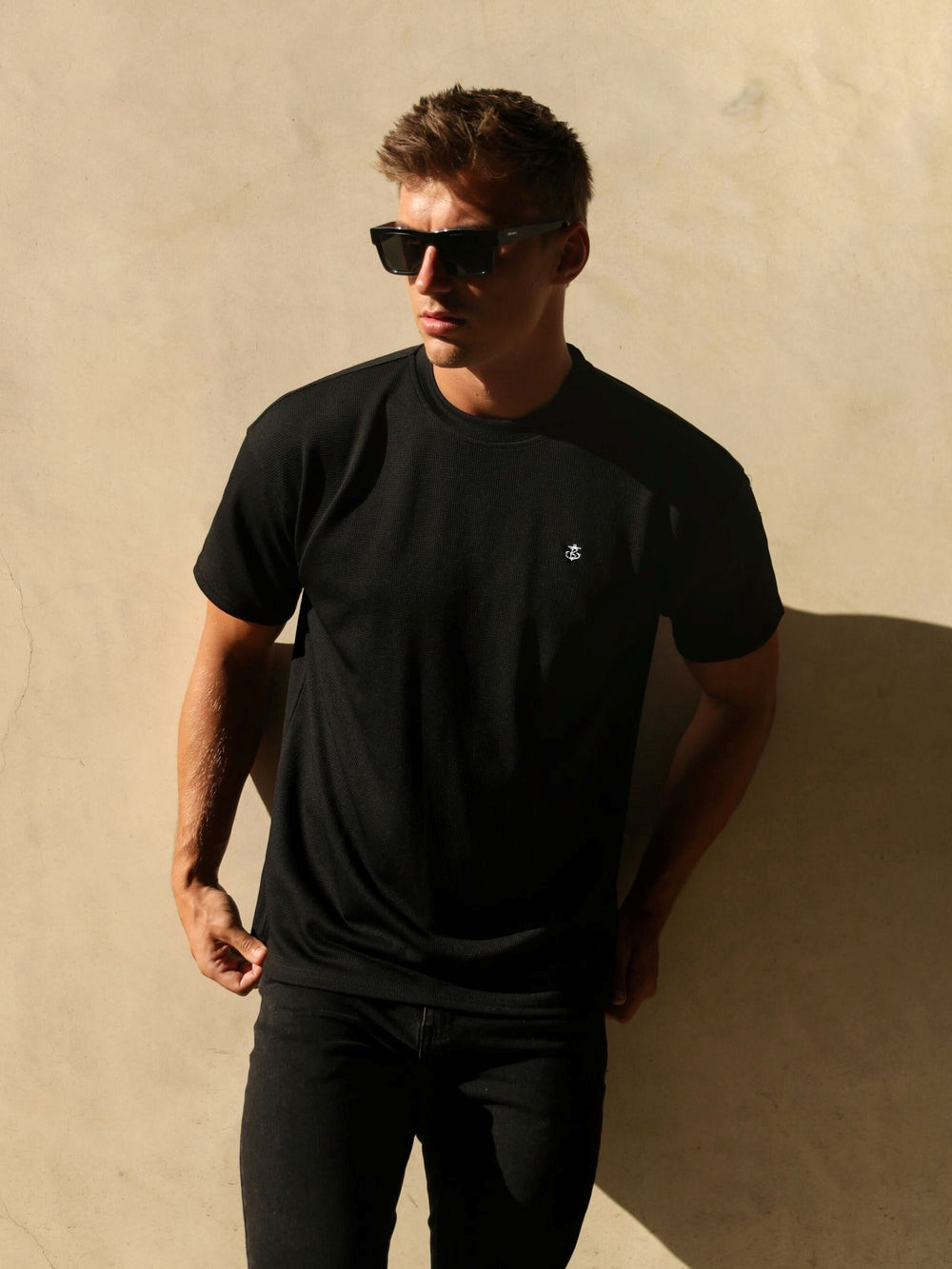 Blakely Ceuta Textured Oversized T-Shirt Schwarz | VSHRGFC-75
