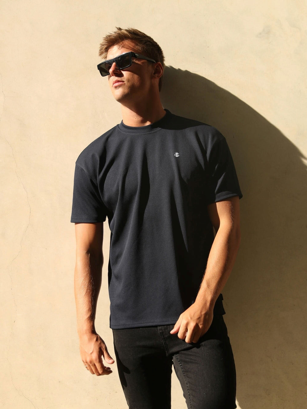 Blakely Ceuta Textured Oversized T-Shirt Navy | EOKTLDP-64
