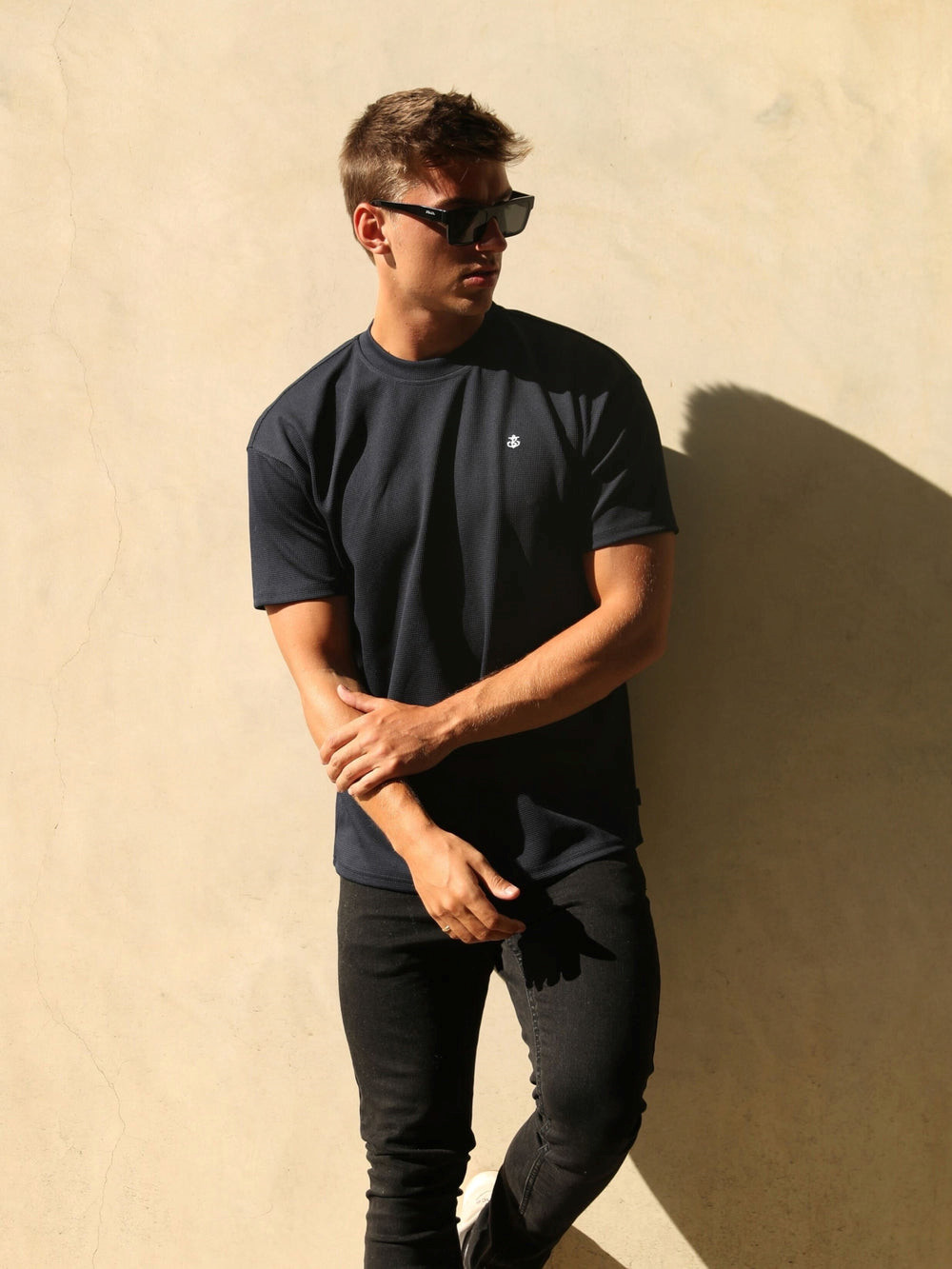 Blakely Ceuta Textured Oversized T-Shirt Navy | EOKTLDP-64