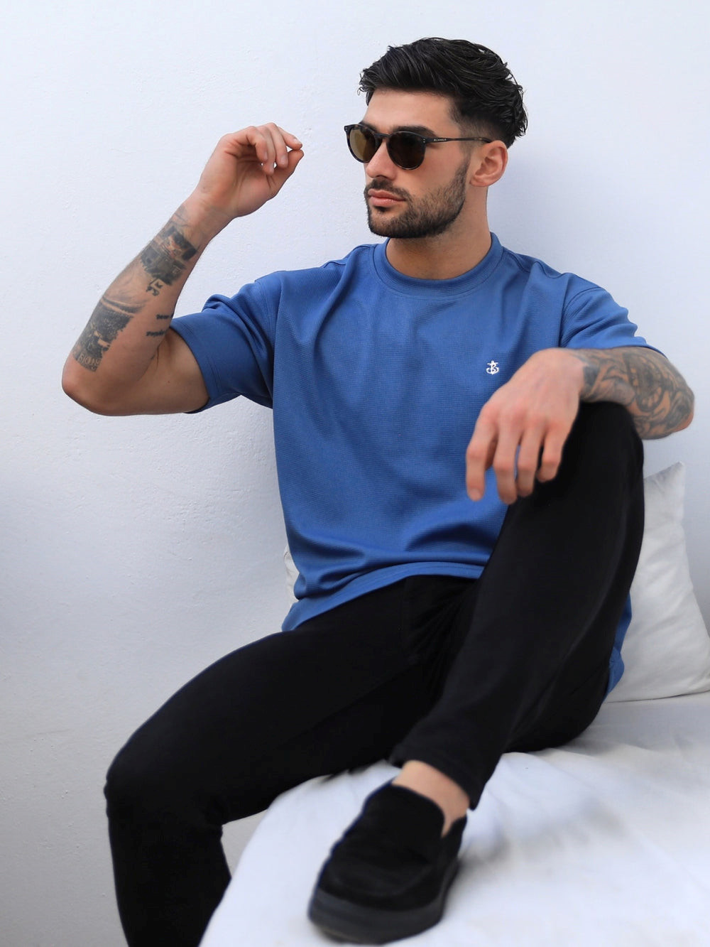 Blakely Ceuta Textured Oversized T-Shirt Blau | DSJYWHC-01