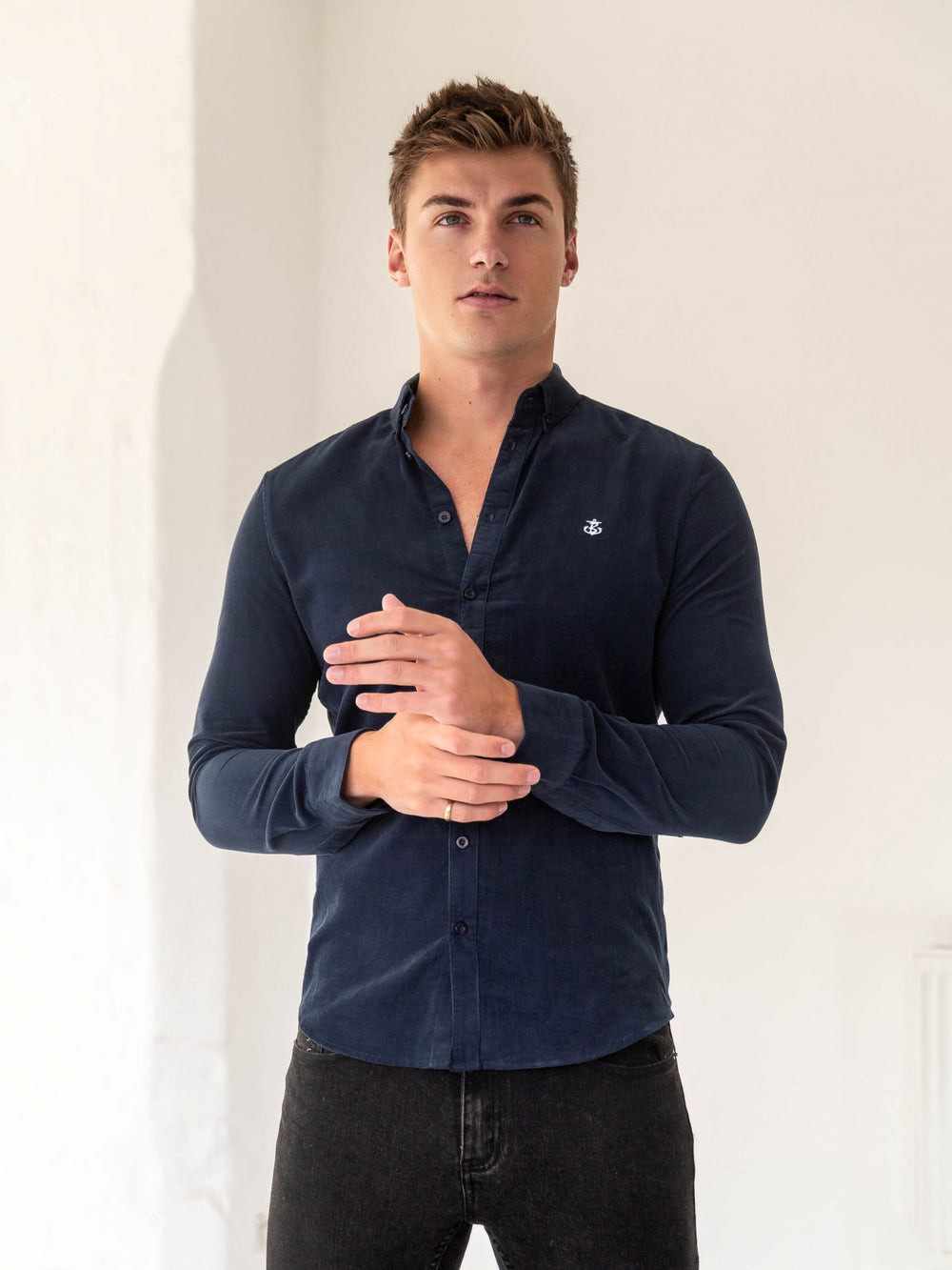 Blakely Cord Shirt Navy | QNESCOI-18