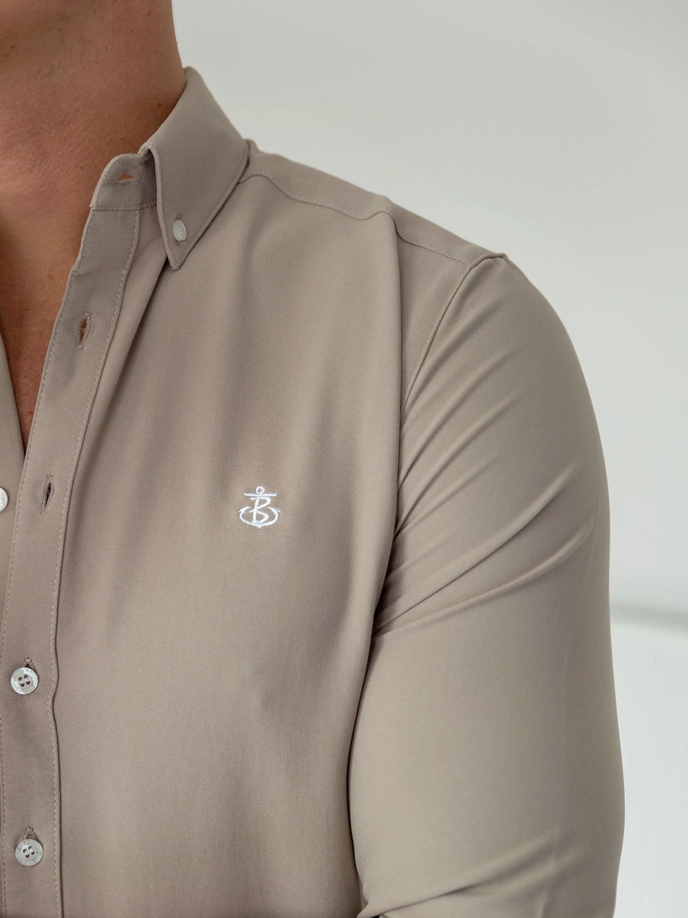 Blakely Furbank Fitted Stretch Shirt Tan | ZYUQMHA-24