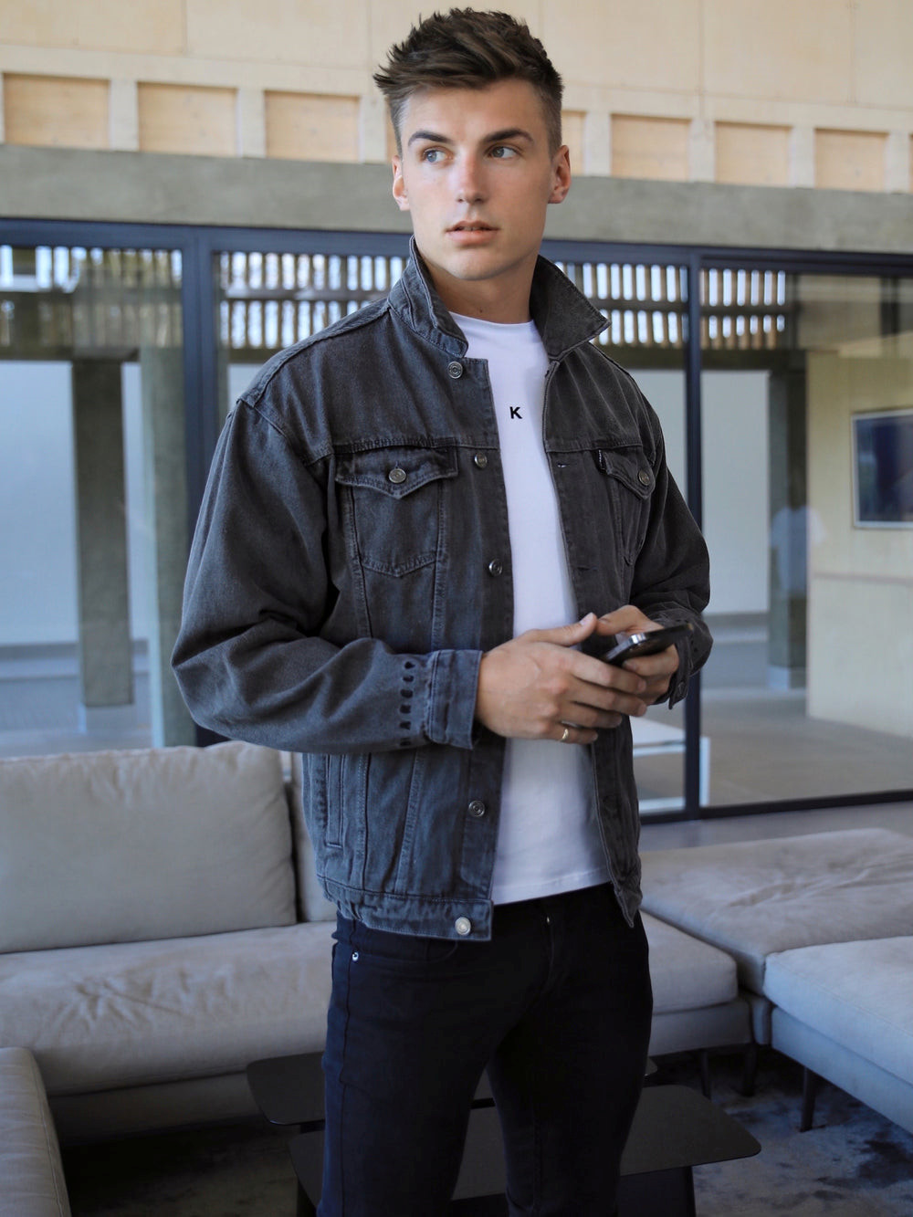 Blakely Greenwich Denim Jacket Grau | VRGTZHL-19
