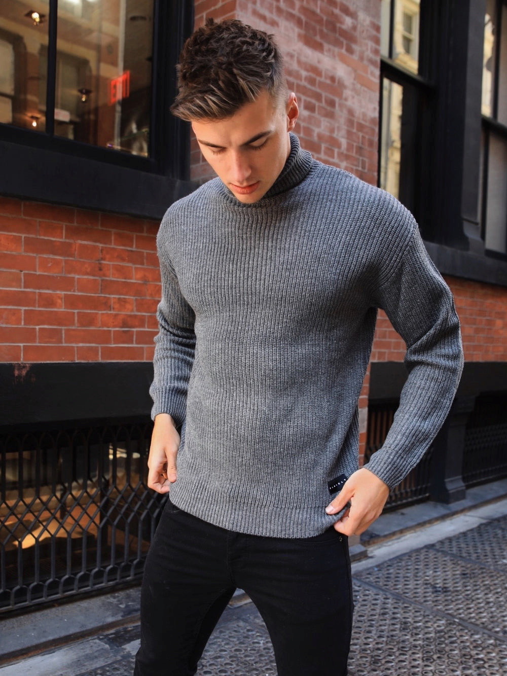 Blakely Hemsworth Roll Neck Jumper Charcoal | CQXVEHY-34