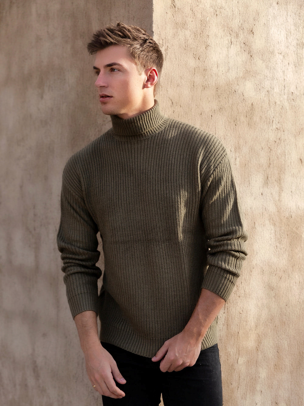 Blakely Hemsworth Roll Neck Jumper Khaki | WIOJZHQ-91