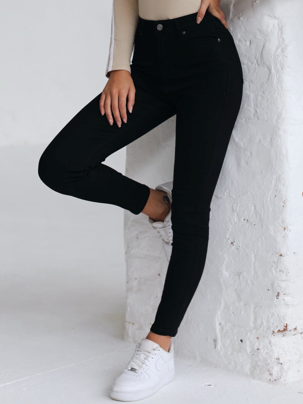 Blakely High Waisted Skinny Jeans Schwarz | JZISEYU-85