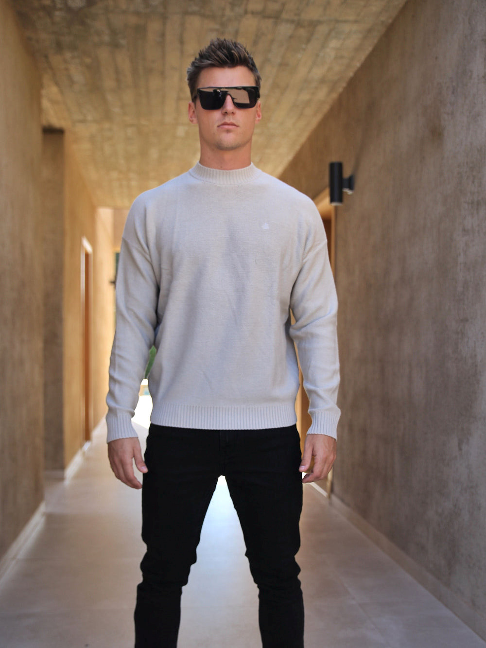 Blakely Huxley Knit Jumper Chalk | PXGCRWL-69