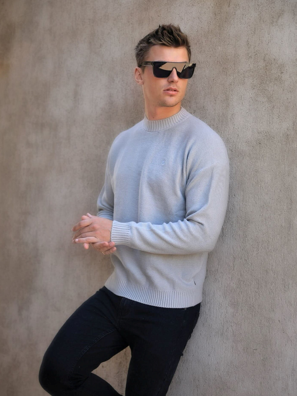 Blakely Huxley Knit Jumper Pale Concrete | KTDMBHO-17