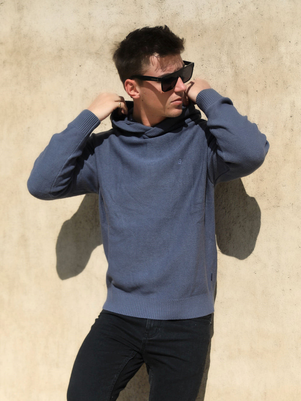 Blakely Huxley Knitted Hoodie Blau | FIWHXZP-85