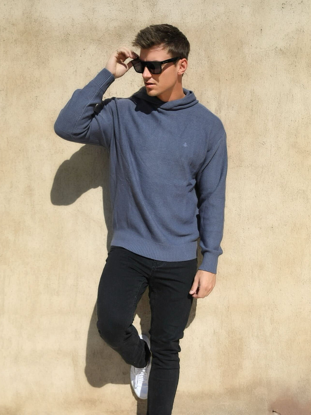 Blakely Huxley Knitted Hoodie Blau | FIWHXZP-85