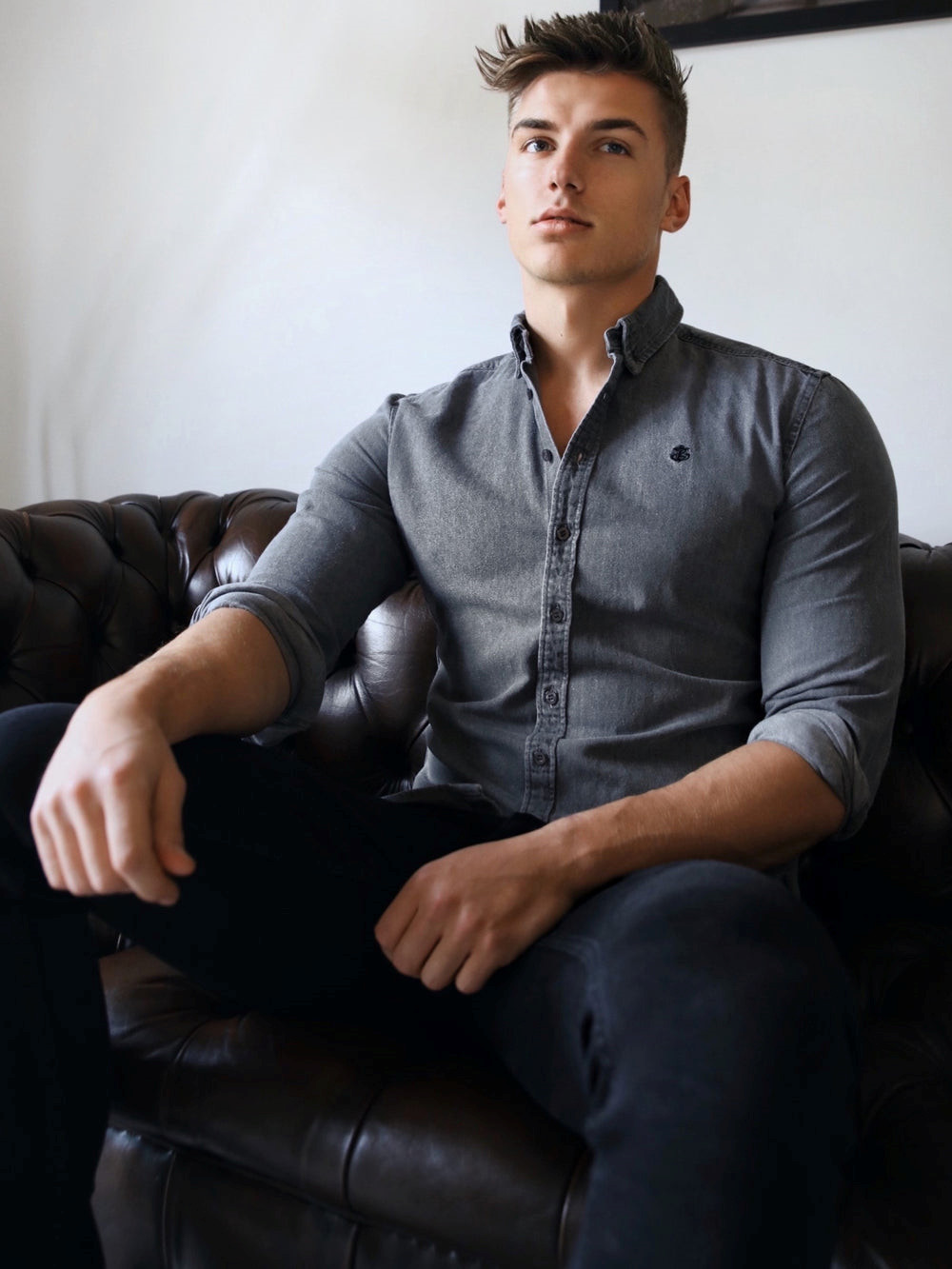 Blakely Hyde Denim Shirt Charcoal | FDTZPHX-08