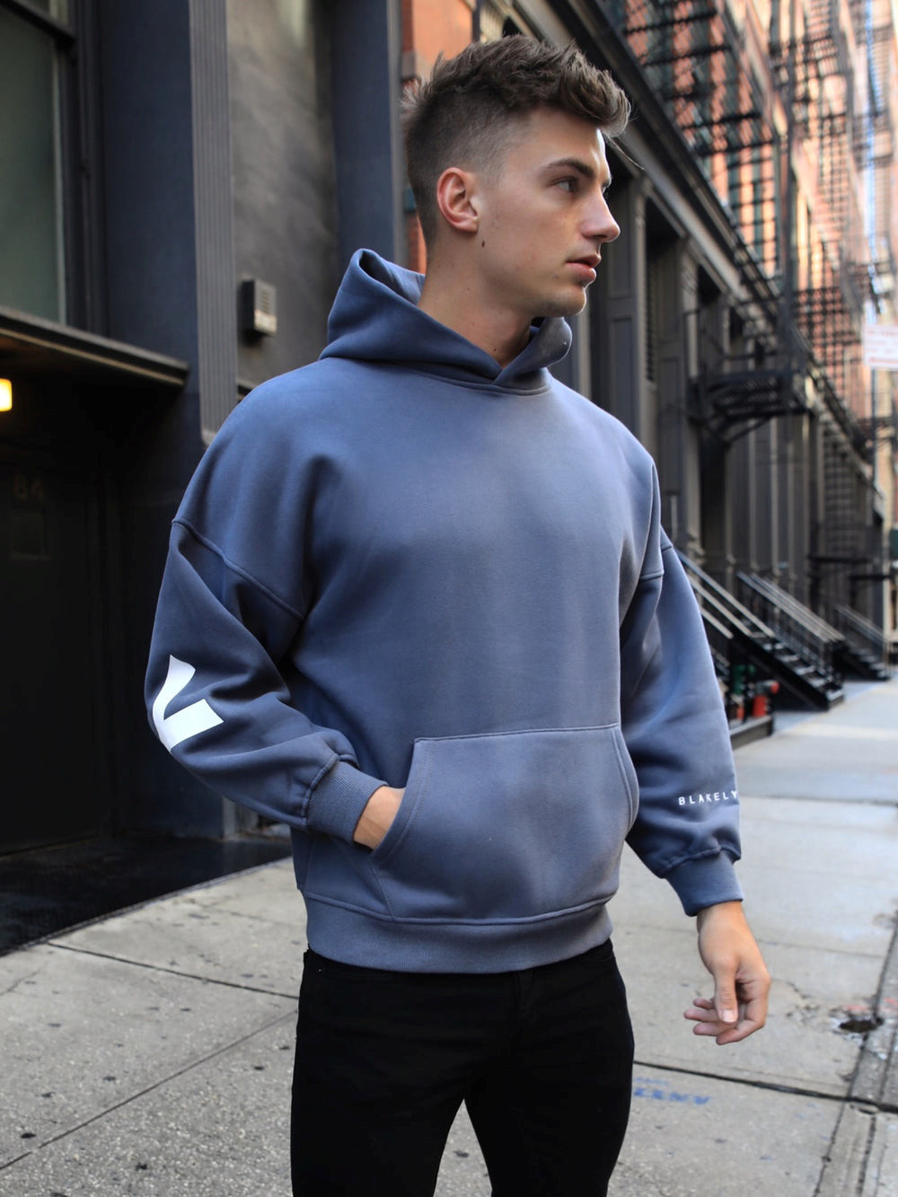 Blakely Idris Oversized Hoodie Blau | WBVXPNR-12
