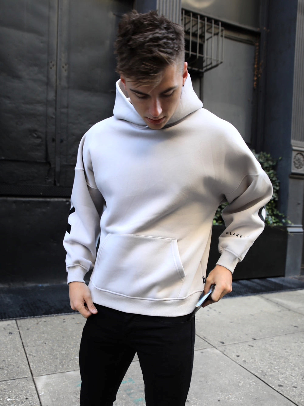Blakely Idris Oversized Hoodie Stone | DZOYIUN-43
