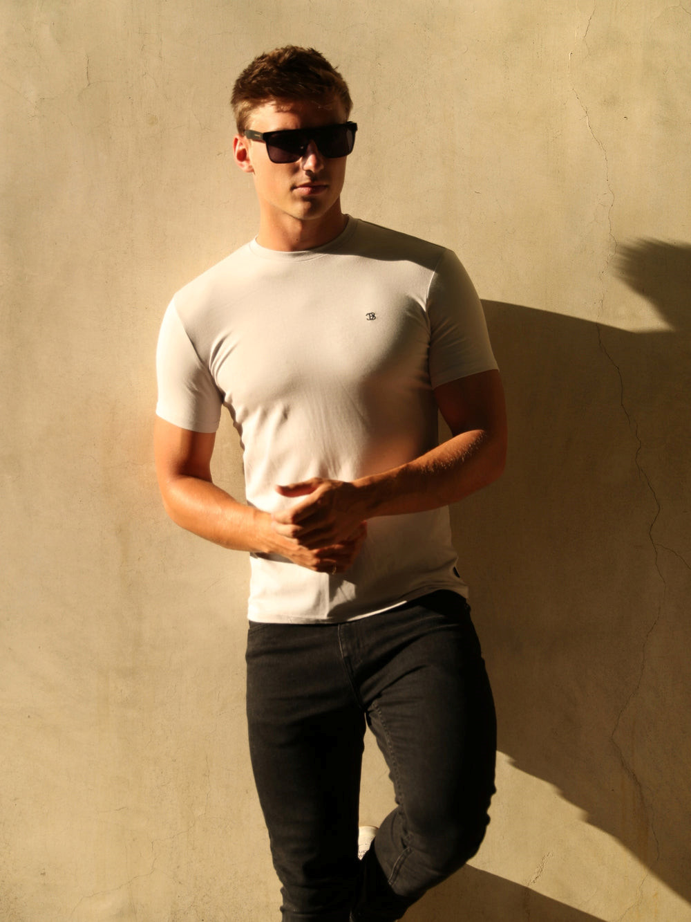 Blakely Initial T-Shirt Stone | YEGVTZF-96