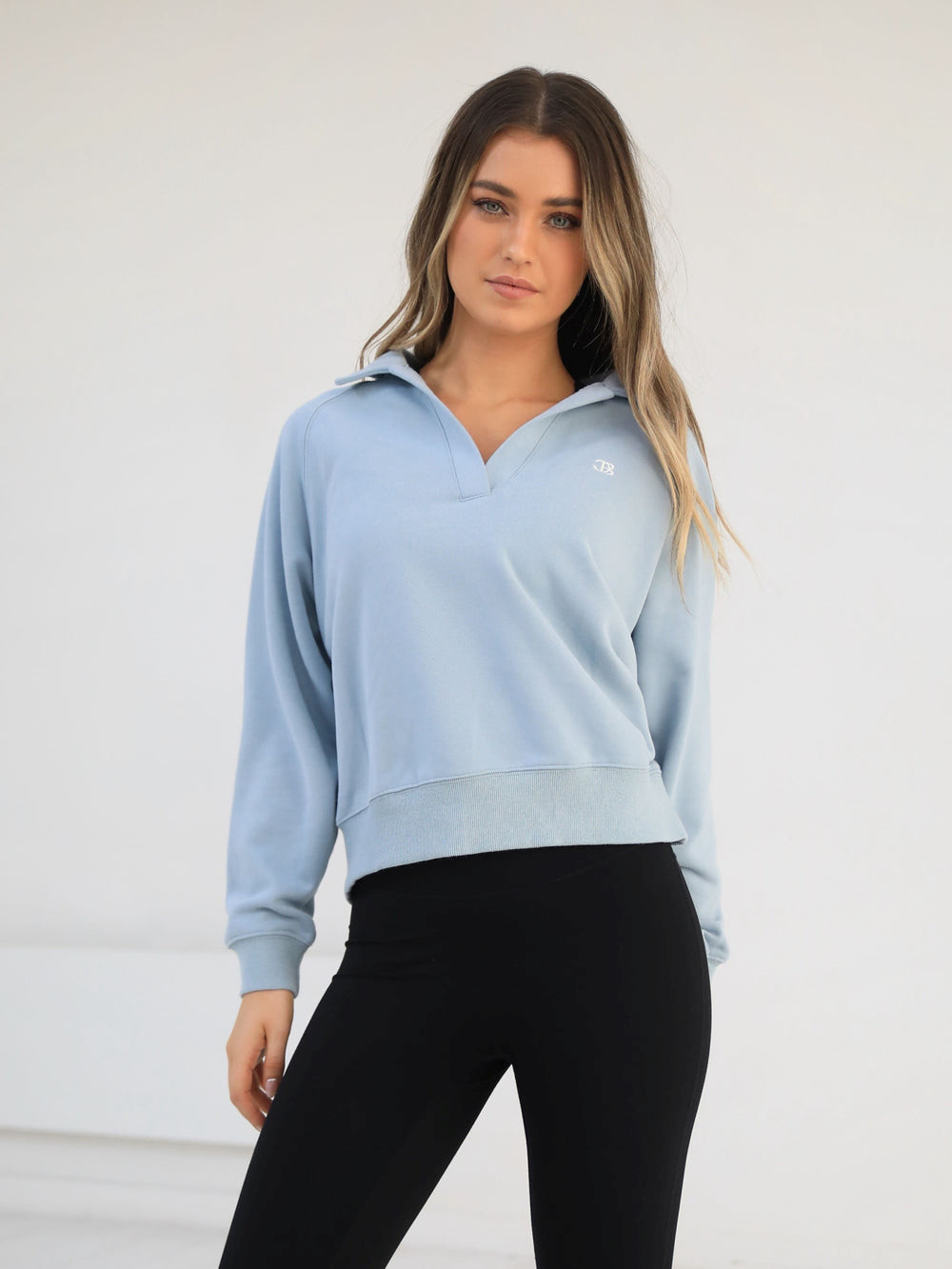 Blakely Initial V-Neck Jumper Hellblau | XPJFZYE-63