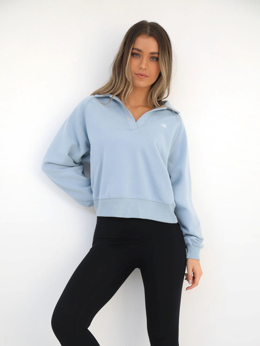 Blakely Initial V-Neck Jumper Hellblau | XPJFZYE-63