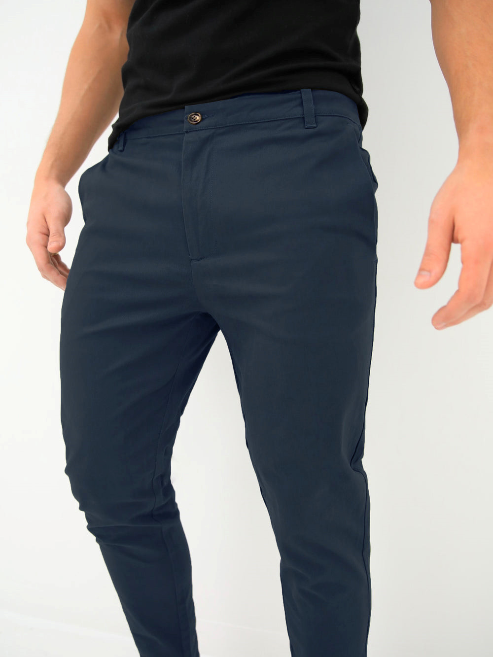 Blakely Kingsley Slim Fit Tailored Chinos Navy | AVWCOYB-95