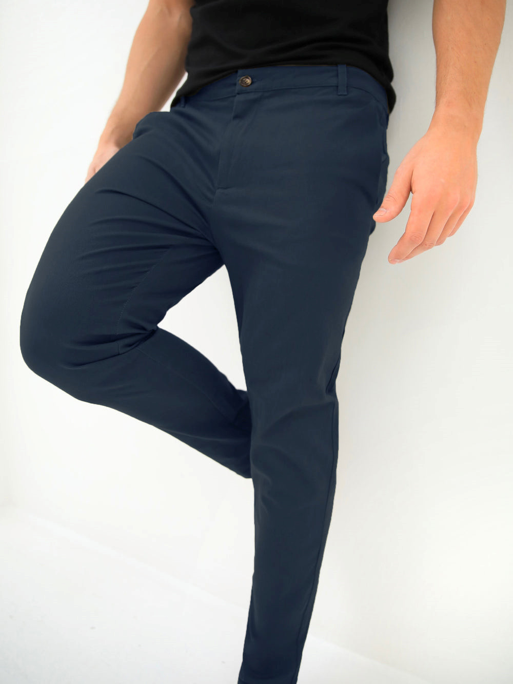 Blakely Kingsley Slim Fit Tailored Chinos Navy | AVWCOYB-95