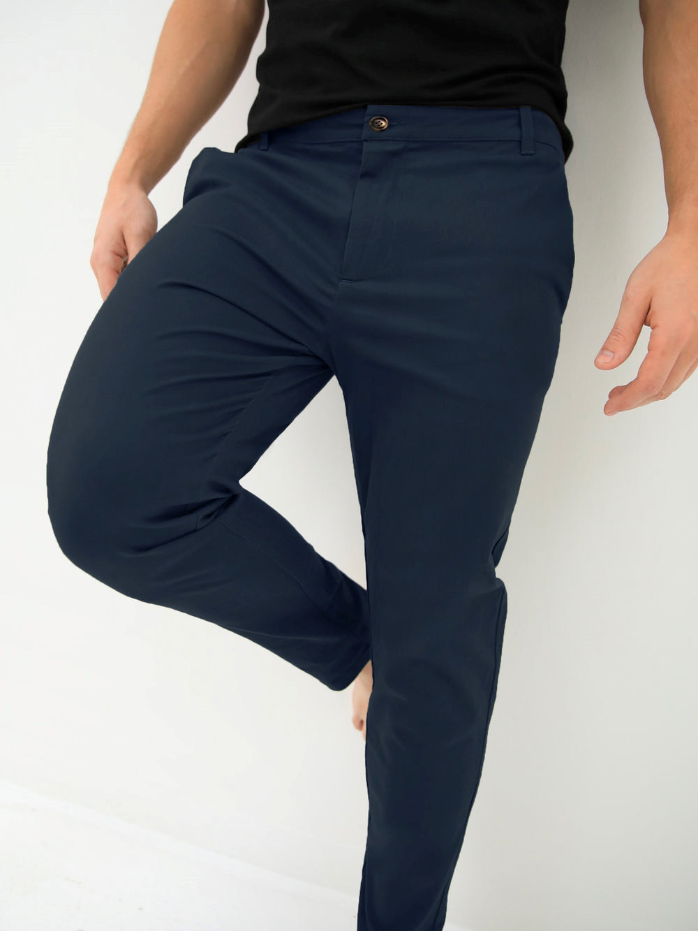 Blakely Kingsley Slim Fit Tailored Chinos Navy | AVWCOYB-95
