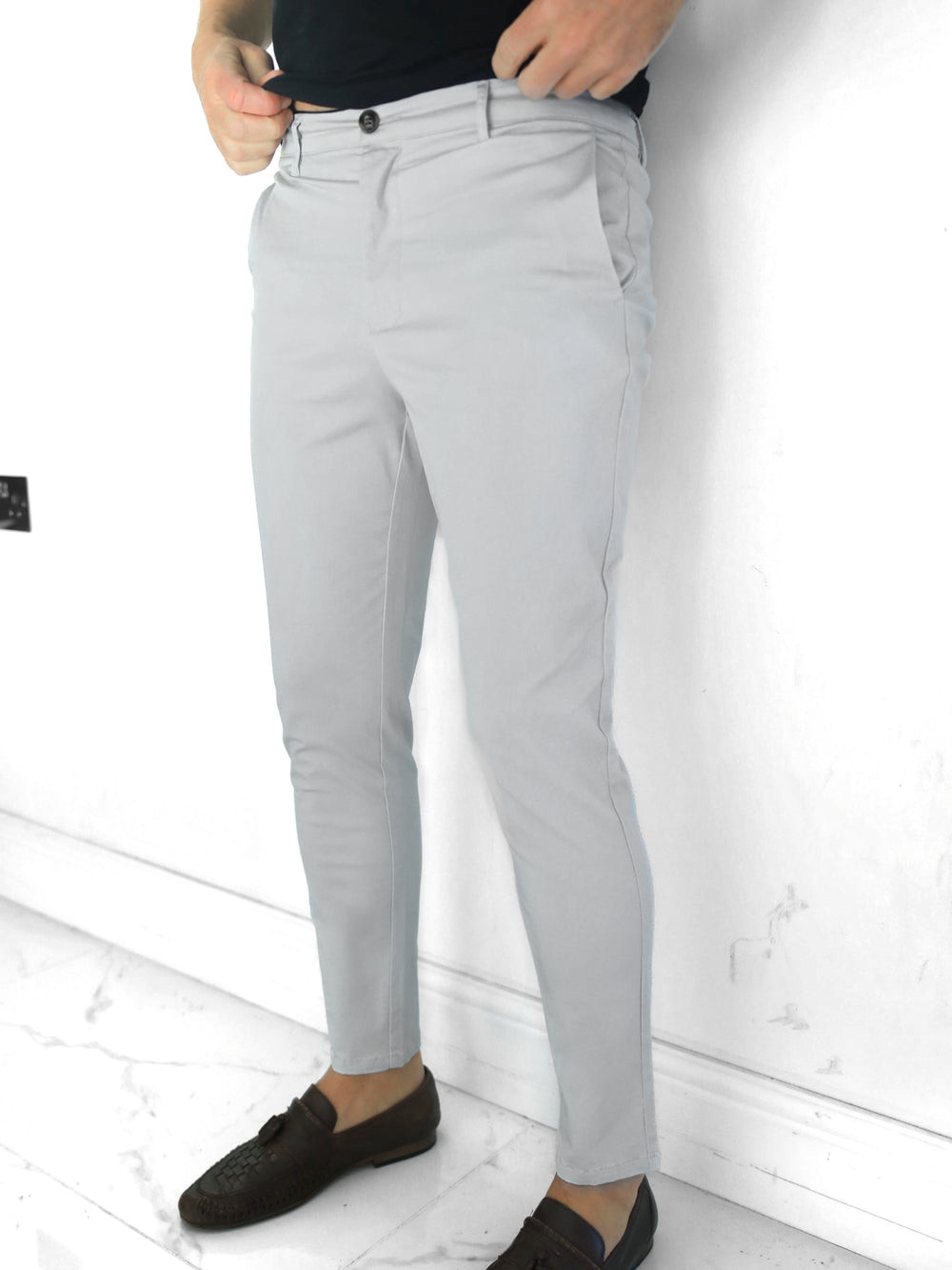 Blakely Kingsley Slim Fit Tailored Chinos Grau | OMUVGIY-87