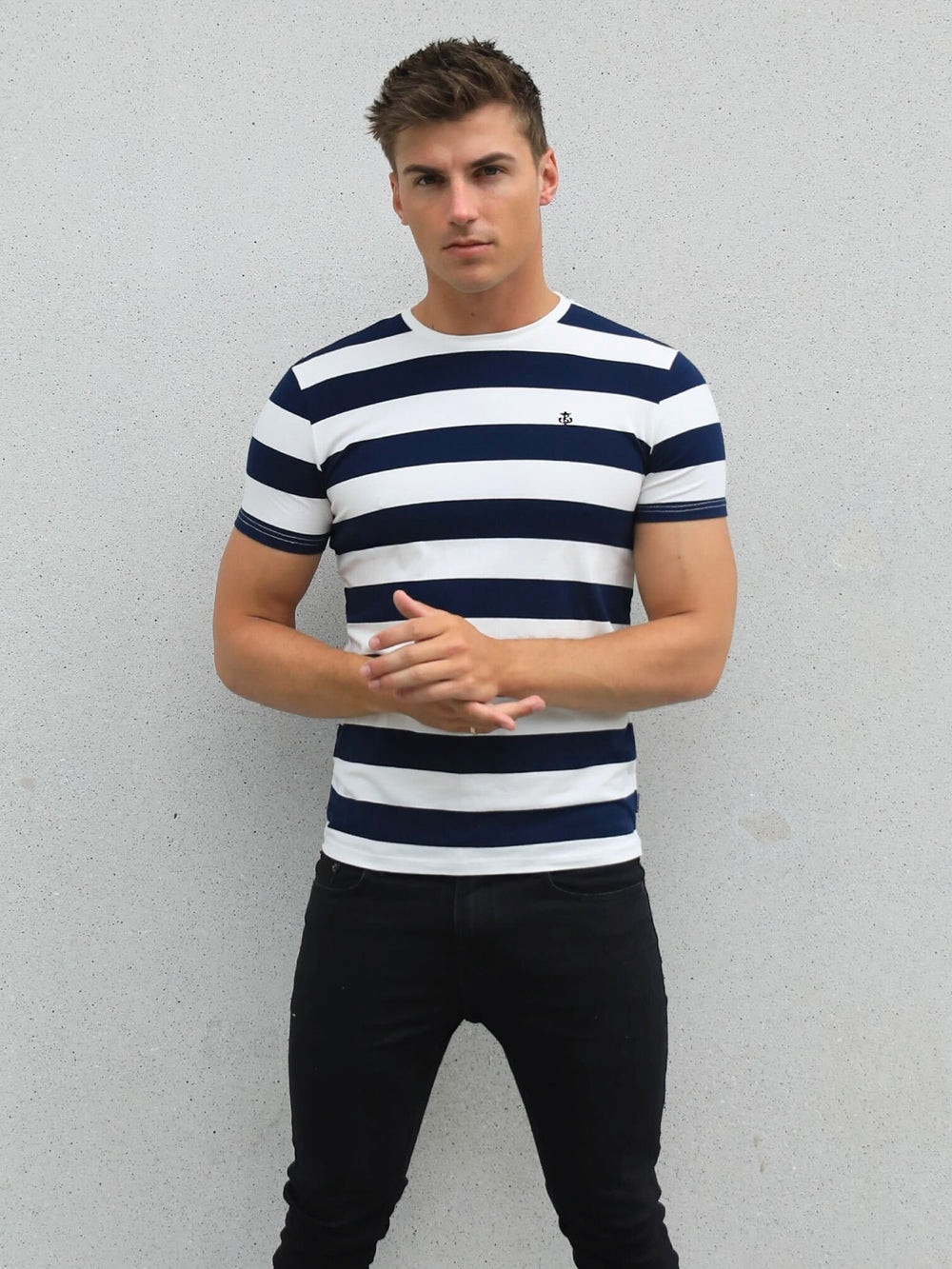 Blakely Loano Stripe T-Shirt Navy | JOKNZRX-84